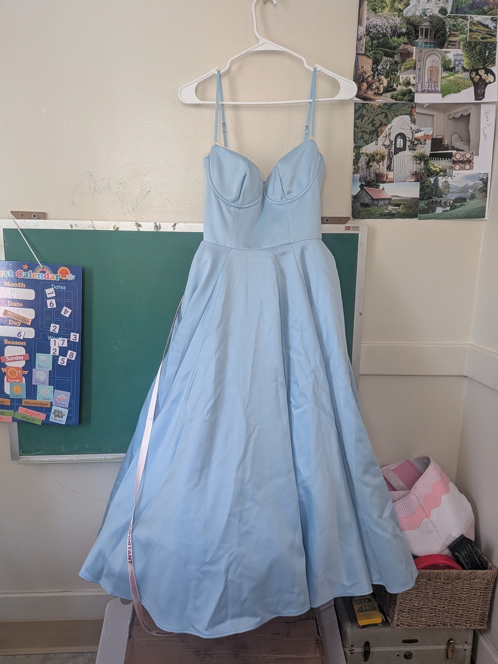 House Of CB Nwt Mademoiselle Light Blue Spaghetti Strap Fit-and-Flare Dress